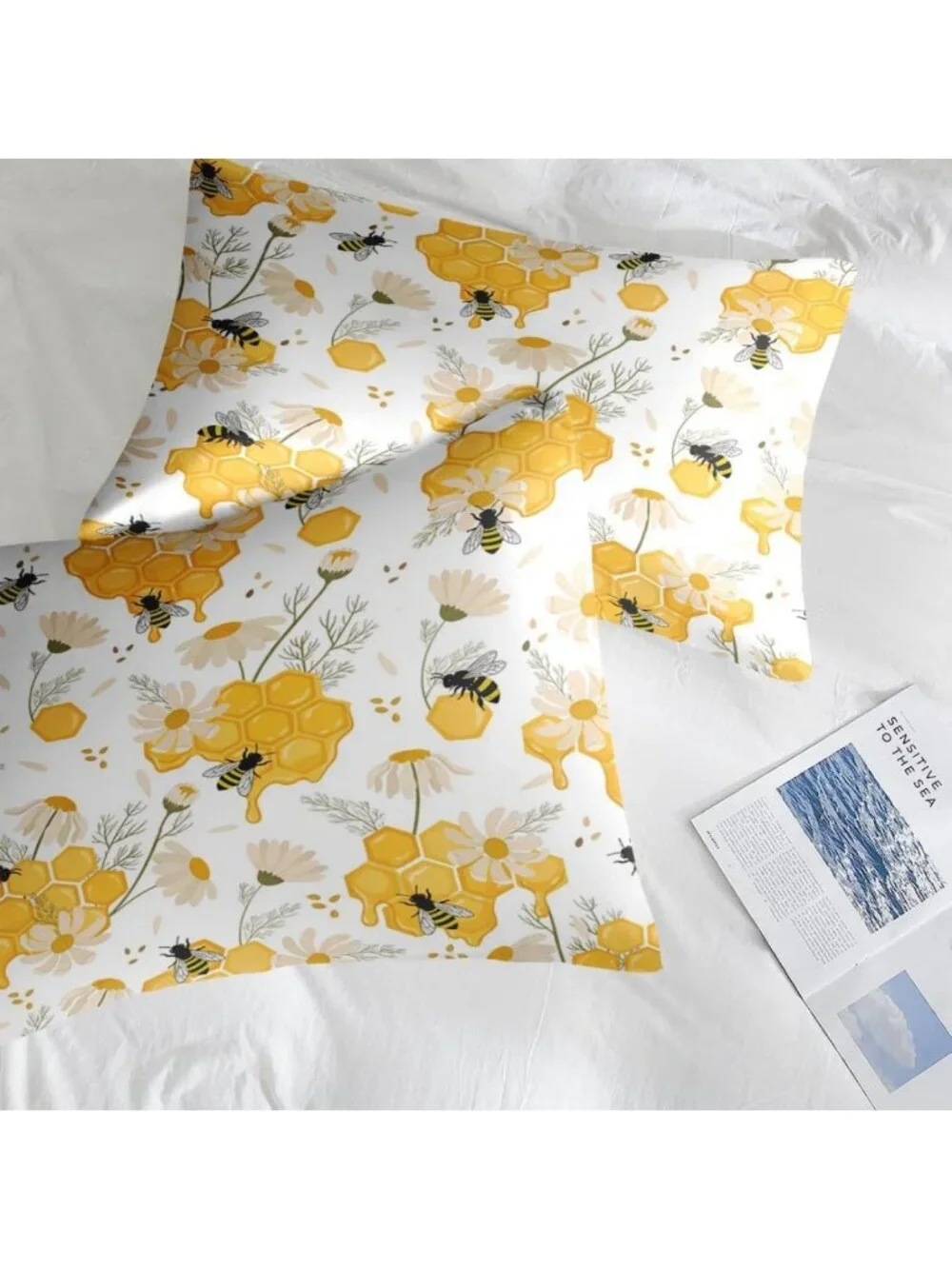 Cozy 7-Piece Bees Honey Comforter Set with Sheets - Stylish Bedding Ensemble